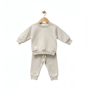ORGANIC COTTON Kids CREWNECK and Joggers Set Cream